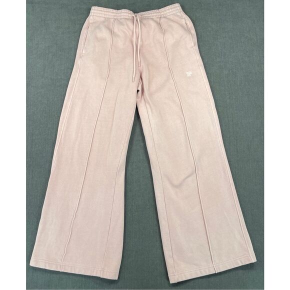 PINK Sweatpants‎ Women L Pink Wide Leg Lounge High Rise Track Pants Athleisure - Picture 1 of 10
